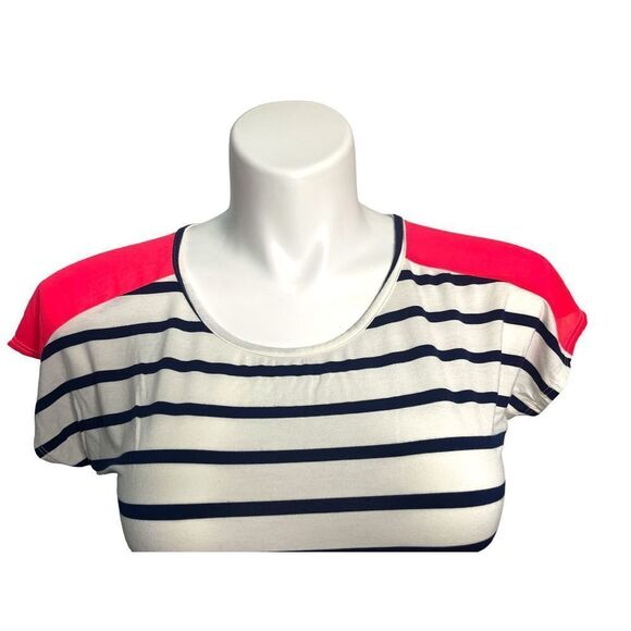 A.gain | MIXED MEDIA SHORT SLEEVE‎ T-SHIRT STRIPED NEON ACCENTS POLKA DOTS M - Picture 3 of 8